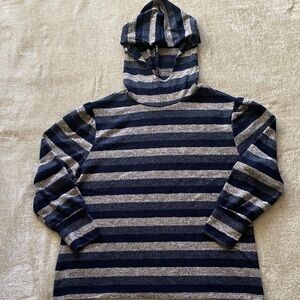 Knithaus Striped Hooded Sweater Size M Long-sleeve Lightweight